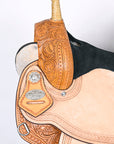 Tan HILASON Western Horse Saddle American Leather Barrel Flex Tree Trail