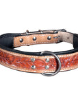 Hilason Heavy Duty Hand Painted Genuine Leather Dog Collar Tan