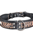 Hilason Heavy Duty Handmade Genuine Leather Dog Collar Black with rivets