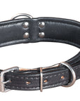 Hilason Heavy Duty Handmade Genuine Leather Dog Collar Black with rivets