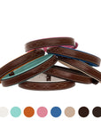 ExionPro Fancy Stitched Padded Leather Dog Collar - Conker Padding