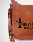 Showground Rodeo Genuine Leather Embroidered Crossbody Bag Hand-Tooled Floral Strap Purse | Houston Livestock Show and Rodeo