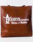 Everyday Rodeo Genuine Leather White Embroidered Tote Bag | Houston Livestock Show and Rodeo