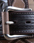 M&F Western Men's Black & Tan Argyle Pattern Belt Stitching & Silver Buckle