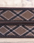 M&F Western Men's Black & Tan Argyle Pattern Belt Stitching & Silver Buckle