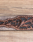 M&F Western Men's Tooled Brown Tan Suede Western Belt Star Conchos Silver Buckle