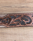 M&F Western Men's Tooled Brown Tan Suede Western Belt Star Conchos Silver Buckle