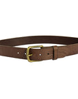 Noble Equestrian Ladies Pony Print Belt Genuine Leather Horseshoe Embossing & Removable Brass Buckle