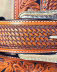 3D Western Men's Hand Tooled Full-Grain Leather Belt With Removable Buckle