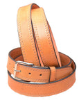 HILASON Western Genuine Leather Belt Mens Classic Tan with Silver Buckle