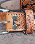 HILASON Western Genuine Leather Belt for Hand Tooled Unisex Heavy Duty Belt