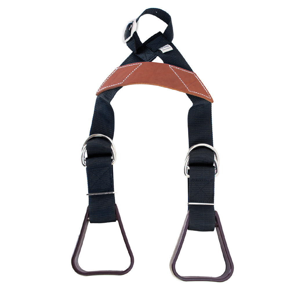 Hilason Saddle Buddy Kids Stirrup  Adjustable Black Nylon with Genuine Cow Leather