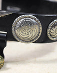 Hilason Black Steel Show Spurs Mens Size German Silver Conchos & Brass Rowel