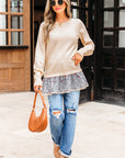 Mary Cable Texture Bohemian Ruffle Hem Sweater