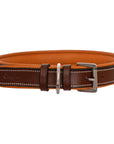 ExionPro Fancy Stitched Padded Leather Dog Collar - Conker Padding