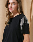 Rhinestone Fringe T Shirt