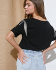 Rhinestone Fringe T Shirt