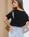 Rhinestone Fringe T Shirt