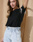 Rhinestone Fringe T Shirt