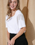Rhinestone Fringe T Shirt