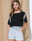 Rhinestone Fringe T Shirt