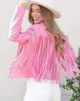 Faux Leather Moto Fringe Jacket