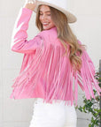 Faux Leather Moto Fringe Jacket
