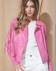 Faux Leather Moto Fringe Jacket
