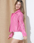 Faux Leather Moto Fringe Jacket