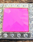 Western Screw Back Concho Light Fuschia Square Crystals Bling
