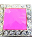 Western Screw Back Concho Light Fuschia Square Crystals Bling