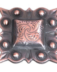 Western Screw Back Concho Square Copper Engraved Saddle Horse 1.5 In