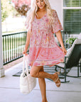 Paislee Hibiscus Floral Print Ruffle Mini Dress