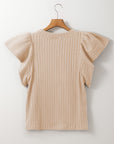 Brynn Textured Flutter Sleeve Top
