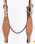 HILASON Western Horse Headstall Breast Collar Set Tack Genuine American Leather Floral Tan
