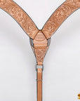HILASON Western Horse Headstall Breast Collar Set Tack Genuine American Leather Floral Tan