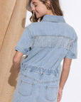 Washed Denim Overall Romper