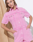 Washed Denim Overall Romper