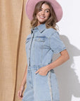 Washed Denim Overall Romper