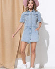 Washed Denim Overall Romper