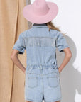 Washed Denim Overall Romper