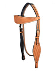 HILASON Western Horse Headstall Breast Collar Set Tack Genuine American Leather Basket Weave Tan