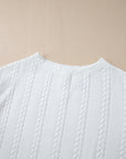 White Cable Textured Loose Plus Size Sweatshirt