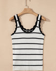Stripe Scalloped Edge Sweater Tank