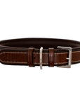 ExionPro Fancy Stitched Padded Leather Dog Collar - Brown Padding