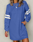 Varsity Stripe Long Sleeve Sweatshirt Dress