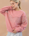Rhinestone Fringe Pullover Top