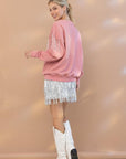 Rhinestone Fringe Pullover Top