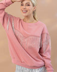 Rhinestone Fringe Pullover Top