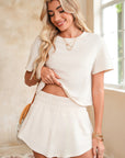 Cropped Tee and Ruffle High Waist Skort Set